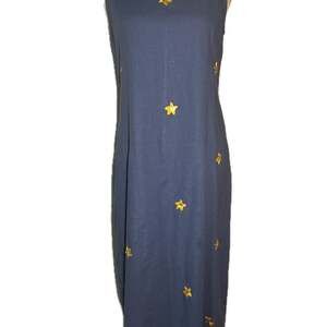 Vintage Country Wear Collection Blue Dress with Gold Star Embroidery
